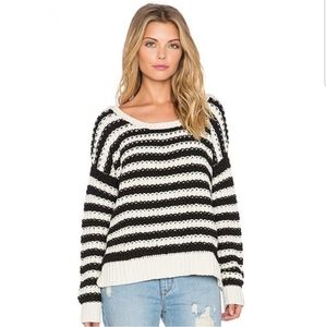 Free People Chunky Knit Cotton Striped Sweater